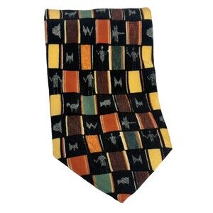 Boelder Boxelder Milwaukee Silk Tie Mens Geo African Tribal Kente Made Italy VTG